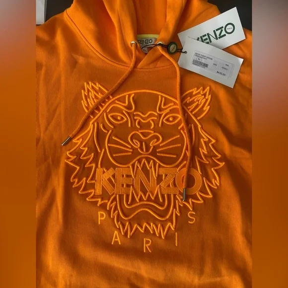 Orange Kenzo Hoodie, Men's Size XL
